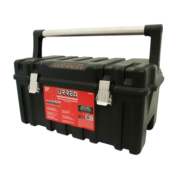 Tool Box With Tray, Plastic, Black, 21 in W x 10-3/4 in D x 10-1/2 in H